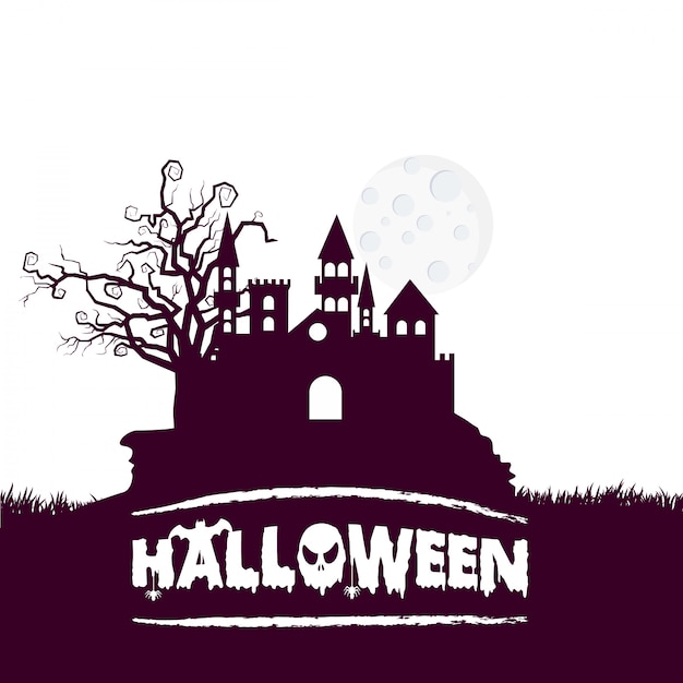 Halloween Party typographic design with white background