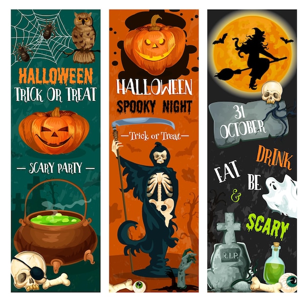 Halloween party vector sketch holiday night banner