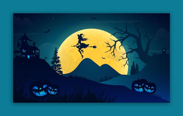 Halloween party web banner template