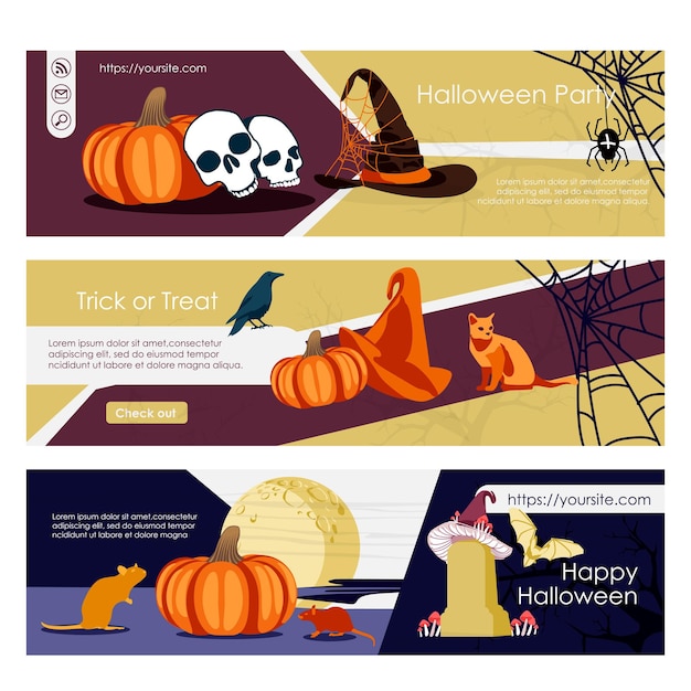 Halloween party web banners set