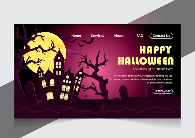 Halloween of pirates concept of landing page design template