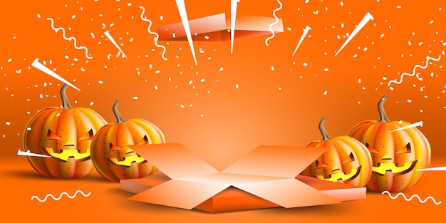 Halloween podium stage with open box for event or banner