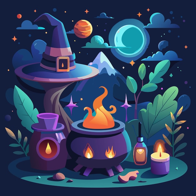 Vector halloween poisoned cauldron