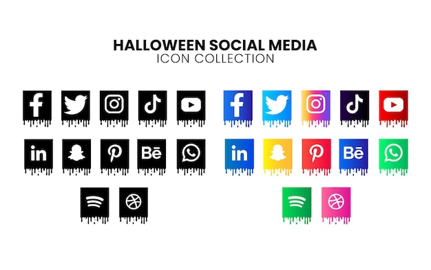 Halloween popular social media icon collection