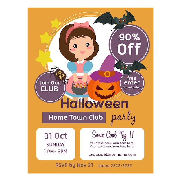 Halloween poster template with snow white