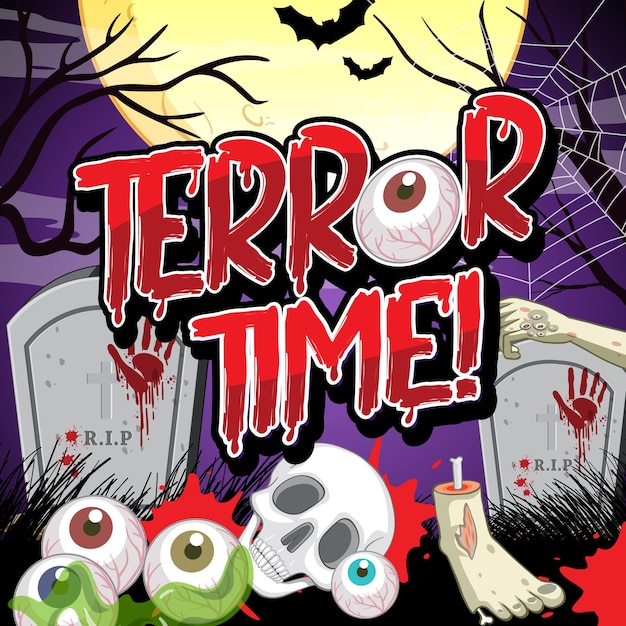 Halloween poster with terror time word logo