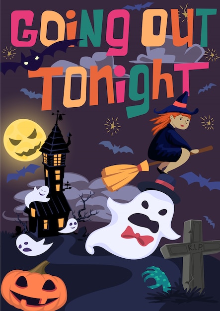 Halloween poster with witch, 