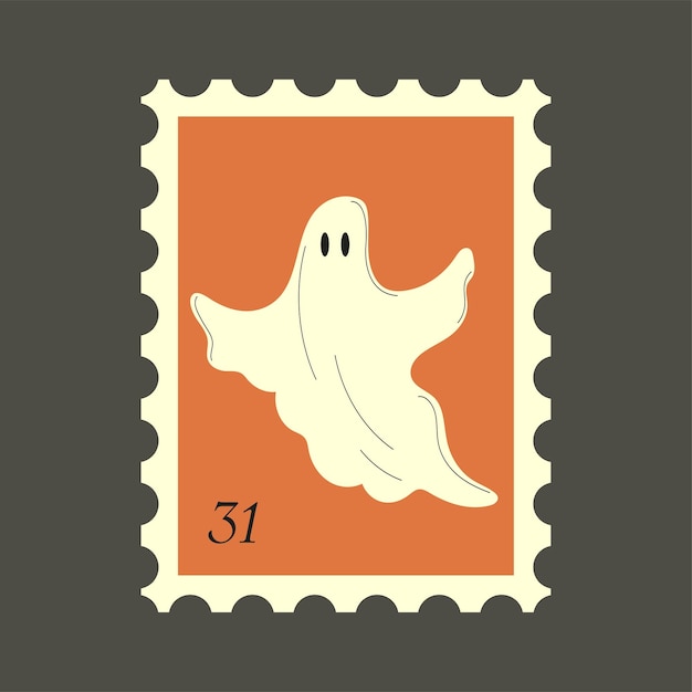 Halloween postmark vector flat Illustration. Postage stamp.