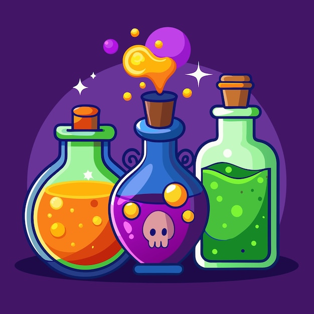 Halloween potion bottles illustration design