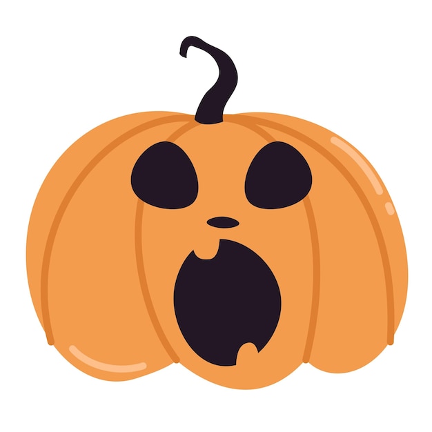 Halloween pumkin vector sticker icon Pumpkin with a surprised expression Vector illustration