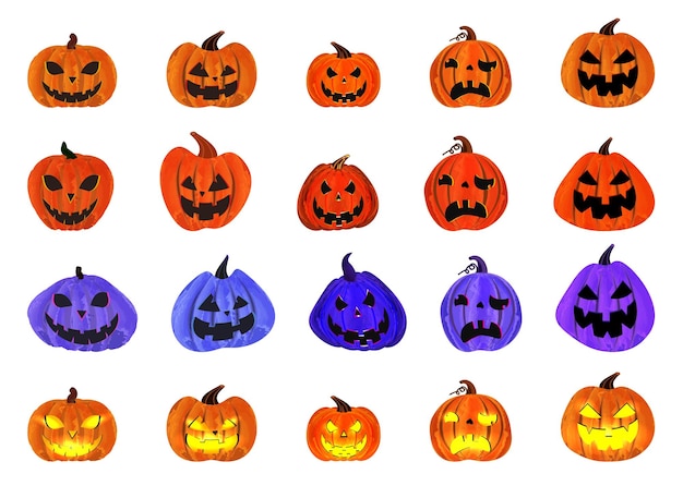 halloween pumpkin bundle with various expression