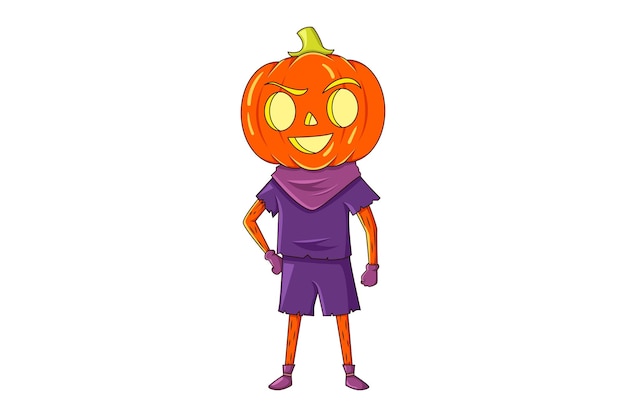 Vector halloween pumpkin character design illustration