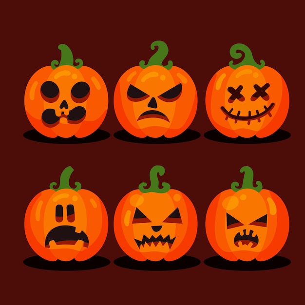 Halloween pumpkin collection flat design