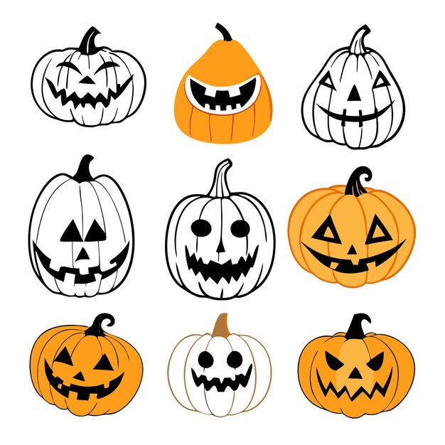 Vector halloween pumpkin collection