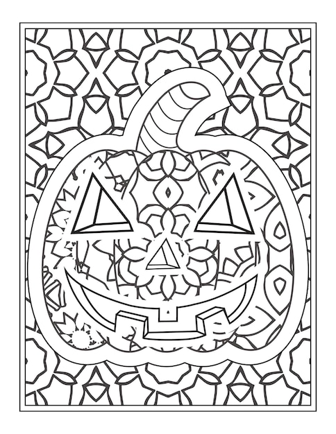 Halloween Pumpkin coloring vector illustration, Coloring Page