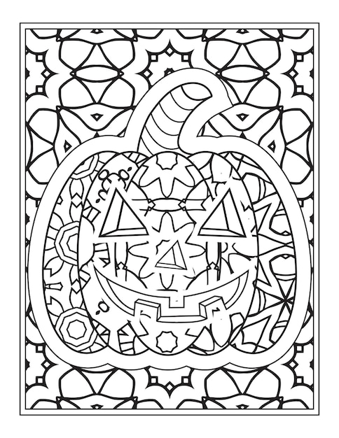 Halloween Pumpkin coloring vector illustration, Coloring Page