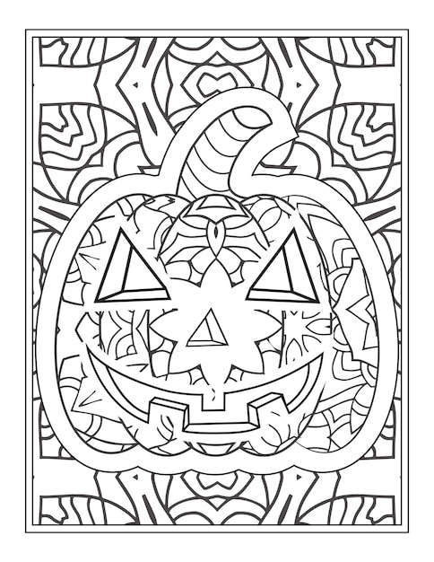 Halloween Pumpkin coloring vector illustration, Coloring Page