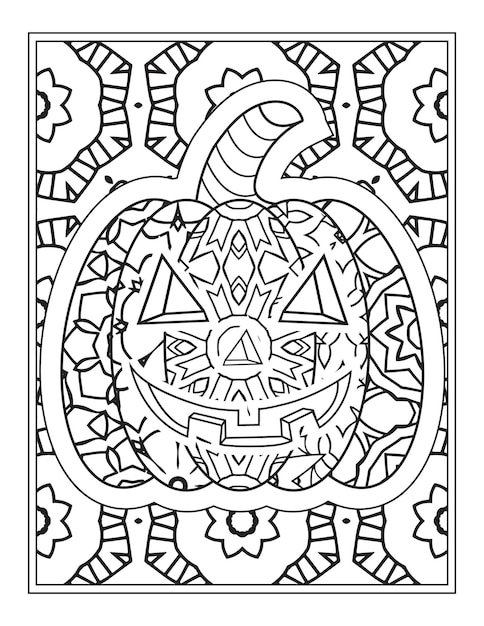 Halloween Pumpkin coloring vector illustration, Coloring Page