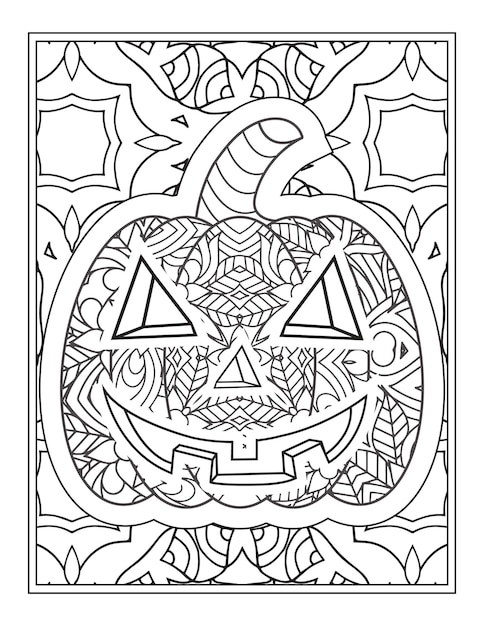 Halloween Pumpkin coloring vector illustration, Coloring Page