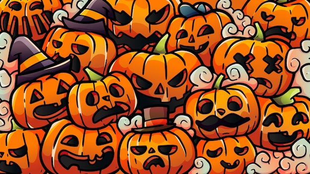 HALLOWEEN PUMPKIN DOODLE BACKGROUND