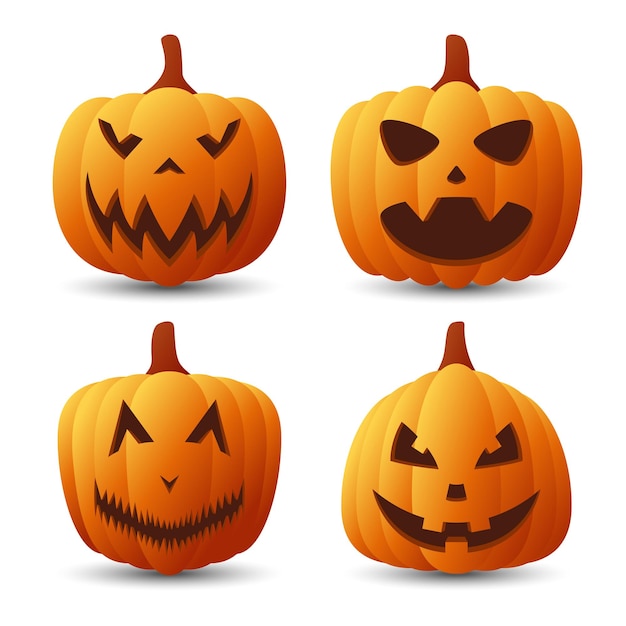 Halloween Pumpkin Face Collection Vector illustration