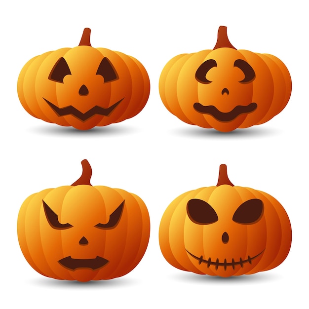 Halloween Pumpkin Face Collection Vector illustration