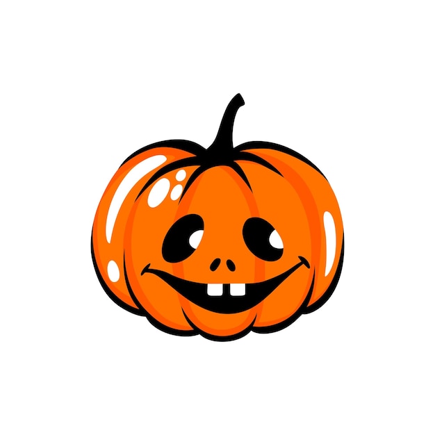 Halloween pumpkin face illustration Cartoon vector character Cute Orange carving pumpkin