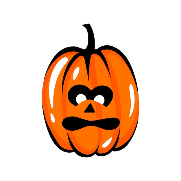 Halloween pumpkin face illustration. Cartoon vector character. Funny autumn symbol.