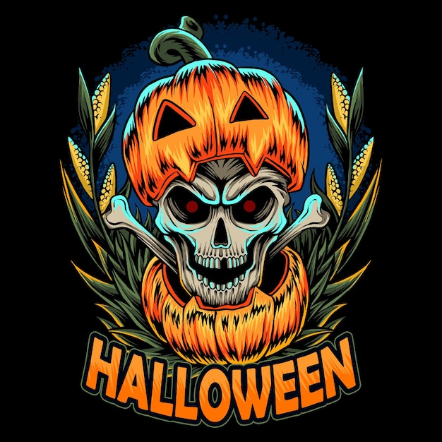 Halloween pumpkin and it has a skull inside and this design is perfect for Halloween night tshirts