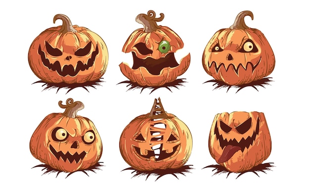 Halloween Pumpkin Jack O Lantern Vector Clipart Illustrations