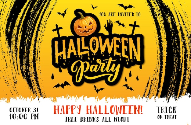 Halloween pumpkin poster of horror night party