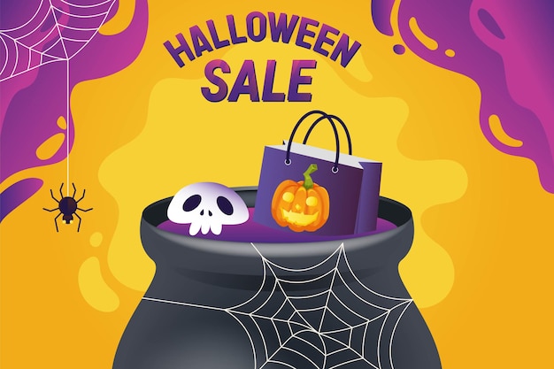 Halloween Pumpkin sale 50 percent off discount concept. Banner and background vector illustration