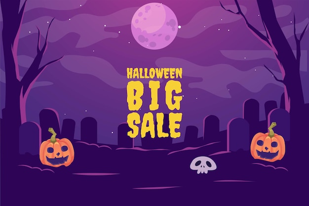 Halloween Pumpkin sale 50 percent off discount concept. Banner and background vector illustration