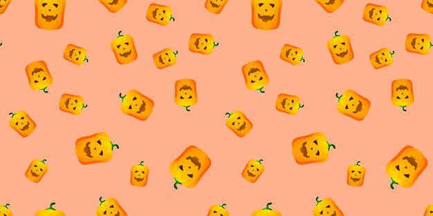 Halloween pumpkin seamless pattern Vector illustration for design