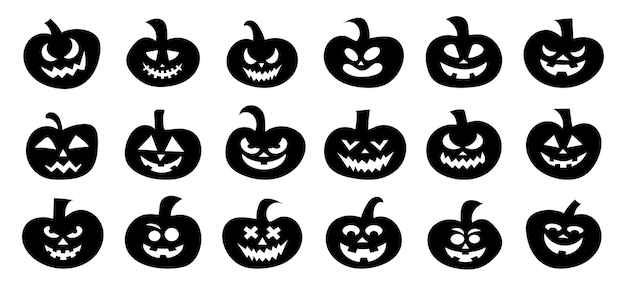 Halloween pumpkin silhouette set vector illustration