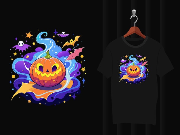 Vector halloween pumpkin t shirt design artwork