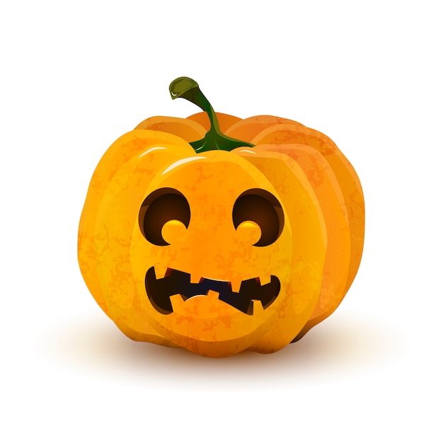 Halloween pumpkin with frightened face isolated on white