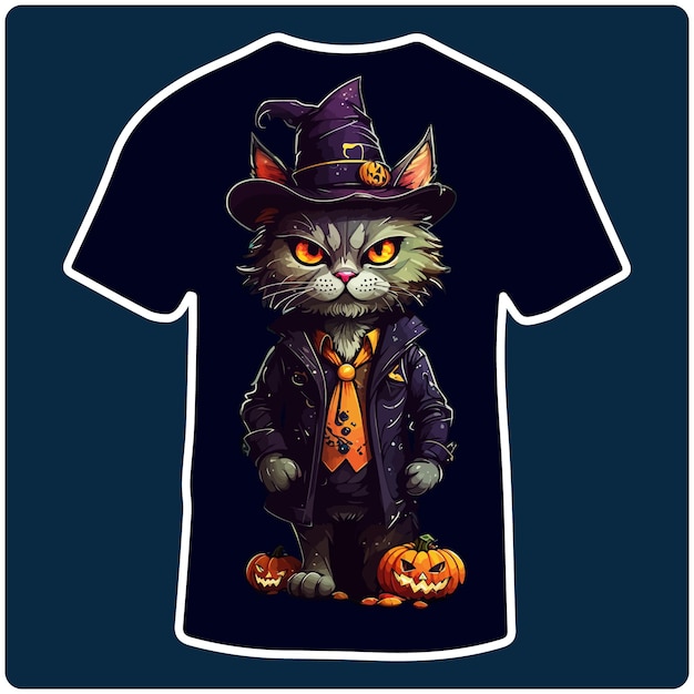 Halloween pumpkin with halloween cat and halloween ghost cute pumpkin tshirt design