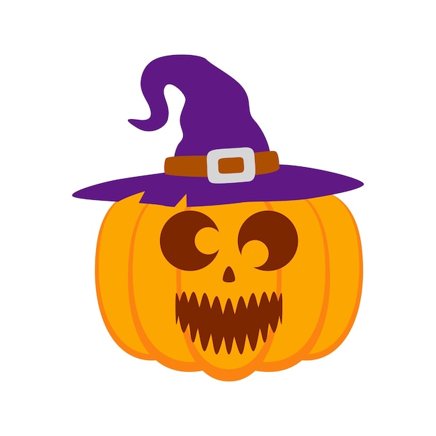 Halloween Pumpkin with hat isolated on white background