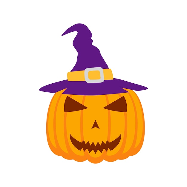 Halloween Pumpkin with hat isolated on white background