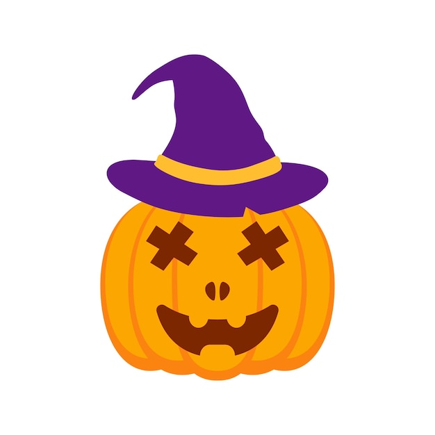 Halloween Pumpkin with hat isolated on white background