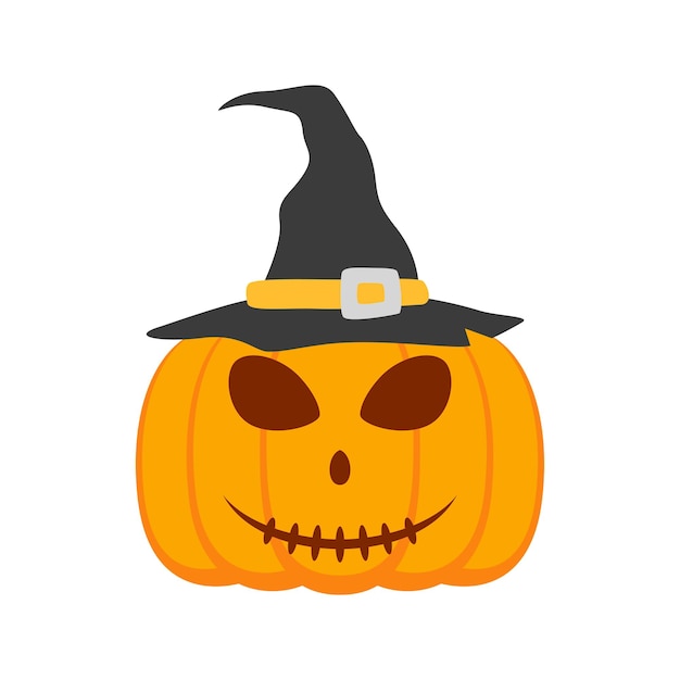 Halloween Pumpkin with hat isolated on white background