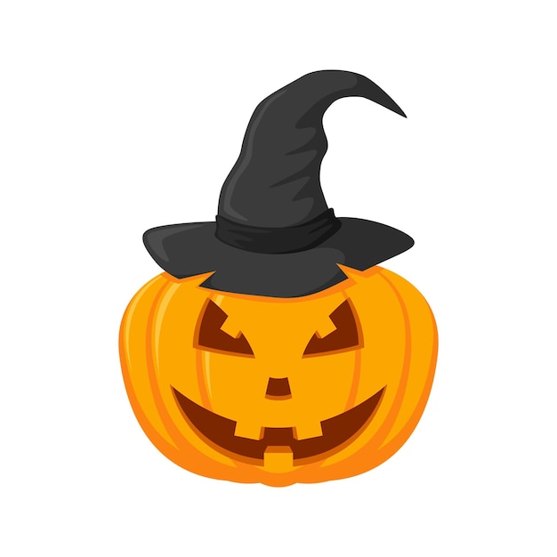 Halloween Pumpkin with hat isolated on white background