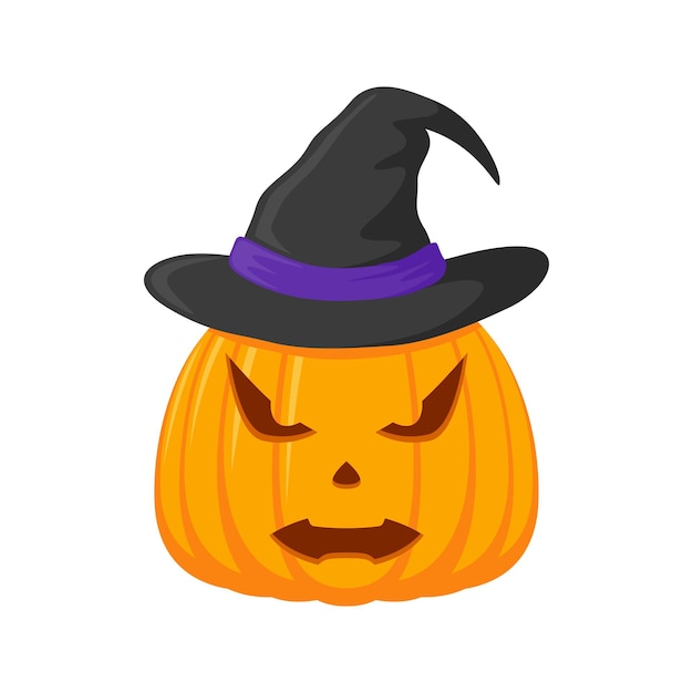 Halloween Pumpkin with hat isolated on white background