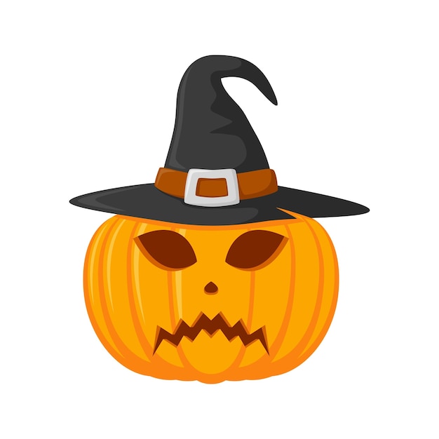 Halloween Pumpkin with hat isolated on white background