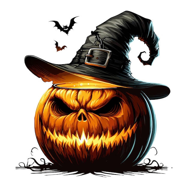 a halloween pumpkin with a witch hat on it