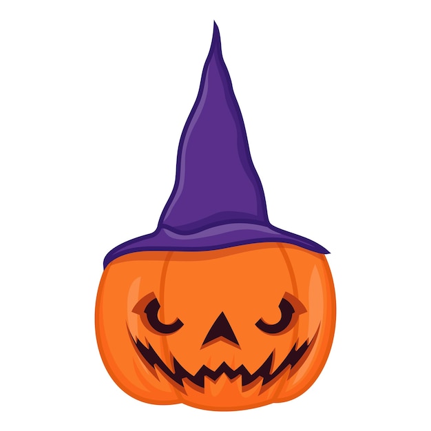 Halloween Pumpkin with Witches Hat isolated on white background