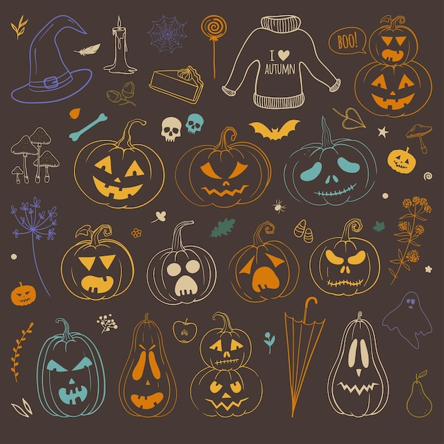 Halloween pumpkins and other autumn doodles