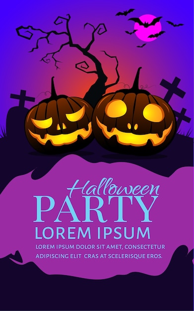 Halloween pumpkins party poster. 