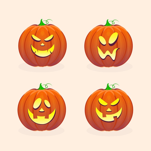 Halloween pumpkins set collection